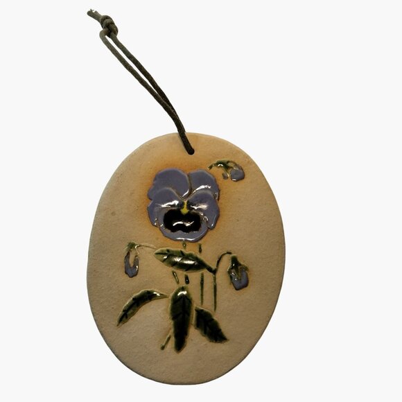 Elaine Studio Pansy Flower Clay Ornament Country Cottage Billings Montana USA - Picture 2 of 5